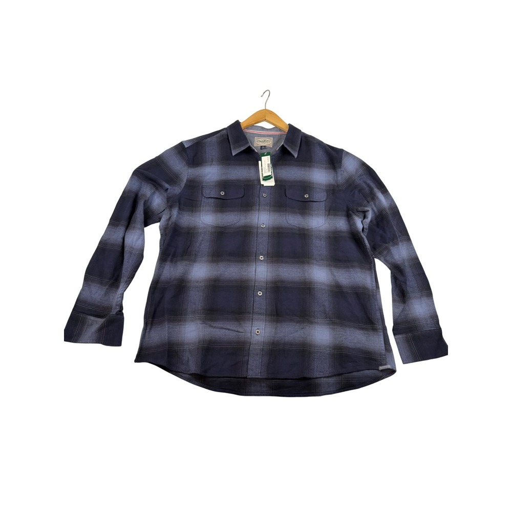 Flag & Anthem Hillsboro Stretch Flannel Shirt Navy Blue Plaid XL HO22WS1030